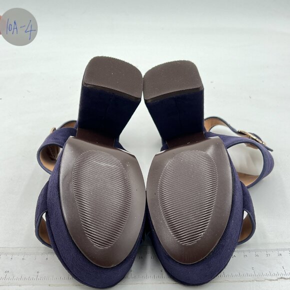 FOWT Navy Open Toe Platfrom Sandals Chunky Heel Slingbacks Buckle Wide Band Shoe - Picture 7 of 8